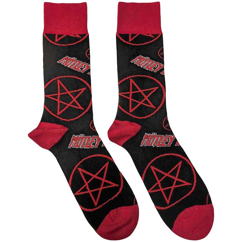 Motley Crue - Logos & Pentagrams Sokken - EU 40-45 - Zwart/Rood